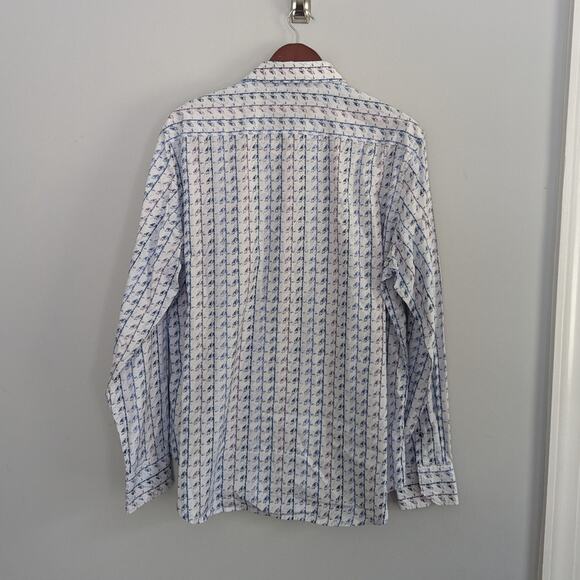 Men's Robert Graham Blue White Navy Button Down Large Knowledge Wisdom Truth - Picture 4 of 6